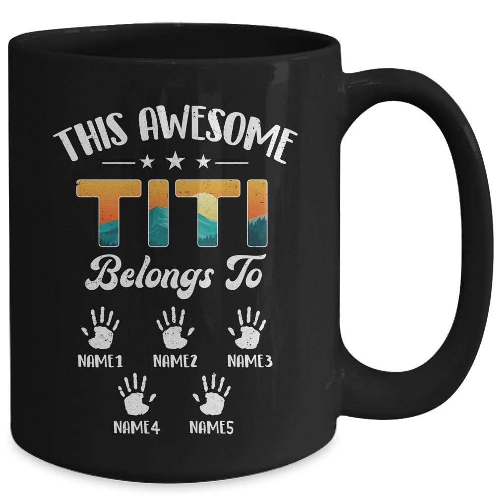 Personalized This Awesome Titi Belongs To Custom Kids Name Vintage Mothers Day Birthday Christmas Mug | siriusteestore