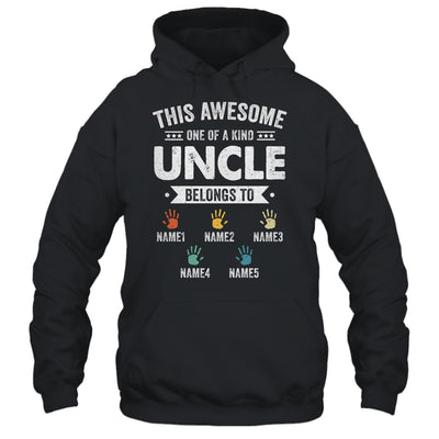 Personalized This Awesome Uncle Belongs To Custom Kids Name Color Hand Fathers Day Birthday Christmas Shirt & Hoodie | siriusteestore