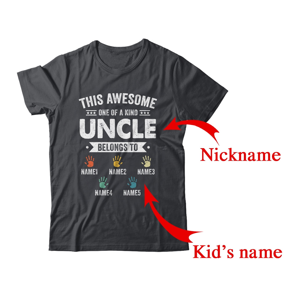 Personalized This Awesome Uncle Belongs To Custom Kids Name Color Hand Fathers Day Birthday Christmas Shirt & Hoodie | Custom | siriusteestore