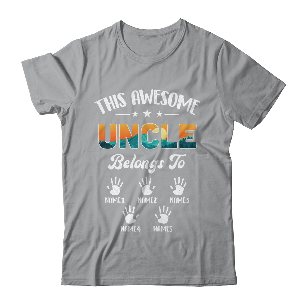 Personalized This Awesome Uncle Belongs To Custom Kids Name Vintage Fathers Day Birthday Christmas Shirt & Hoodie | siriusteestore