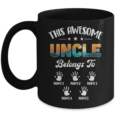Personalized This Awesome Uncle Belongs To Custom Kids Name Vintage Fathers Day Birthday Christmas Mug | siriusteestore