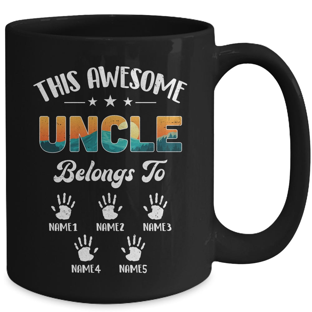 Personalized This Awesome Uncle Belongs To Custom Kids Name Vintage Fathers Day Birthday Christmas Mug | siriusteestore