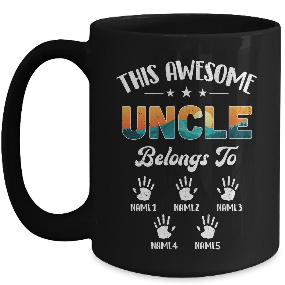 Personalized This Awesome Uncle Belongs To Custom Kids Name Vintage Fathers Day Birthday Christmas Mug | siriusteestore