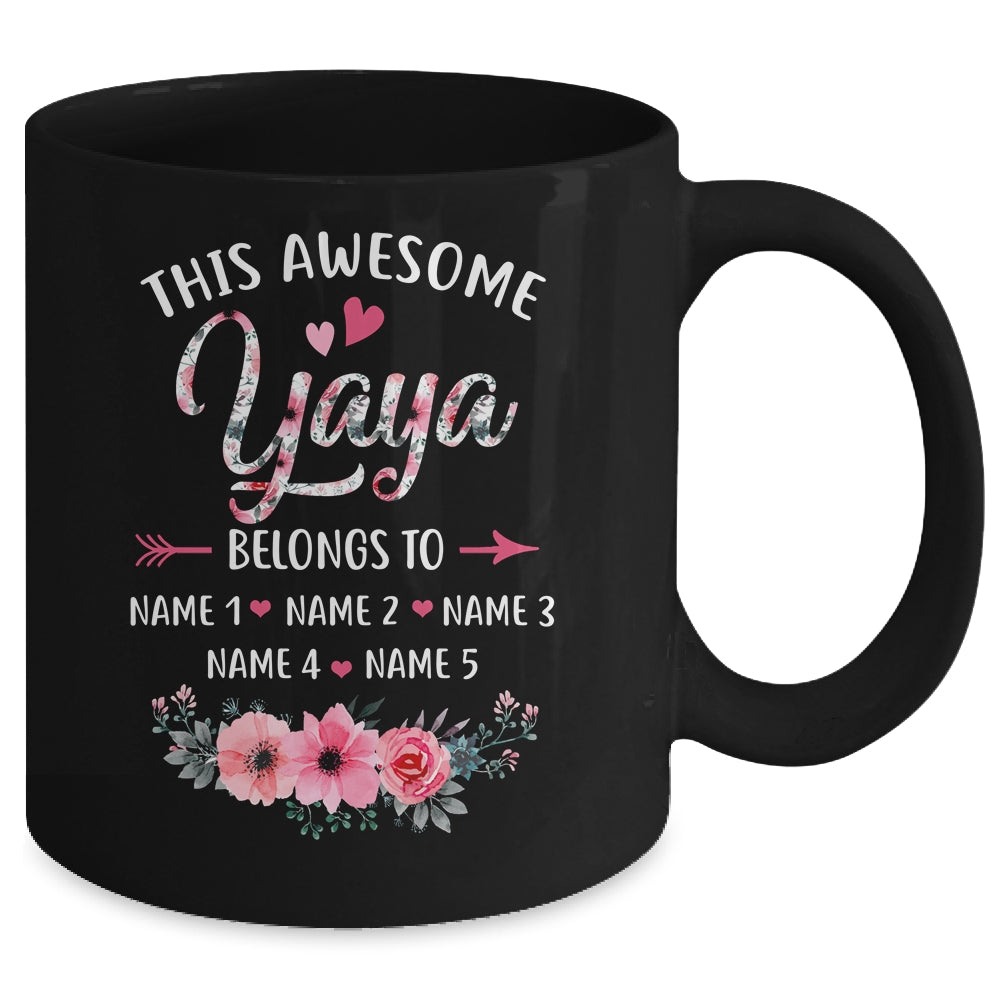 Personalized This Awesome Yaya Belongs To Custom Kids Name Floral Yaya Mothers Day Birthday Christmas Mug | siriusteestore