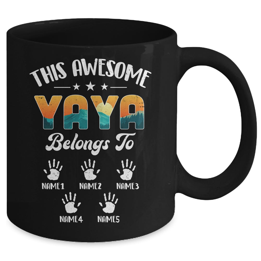 Personalized This Awesome Yaya Belongs To Custom Kids Name Vintage Mothers Day Birthday Christmas Mug | siriusteestore