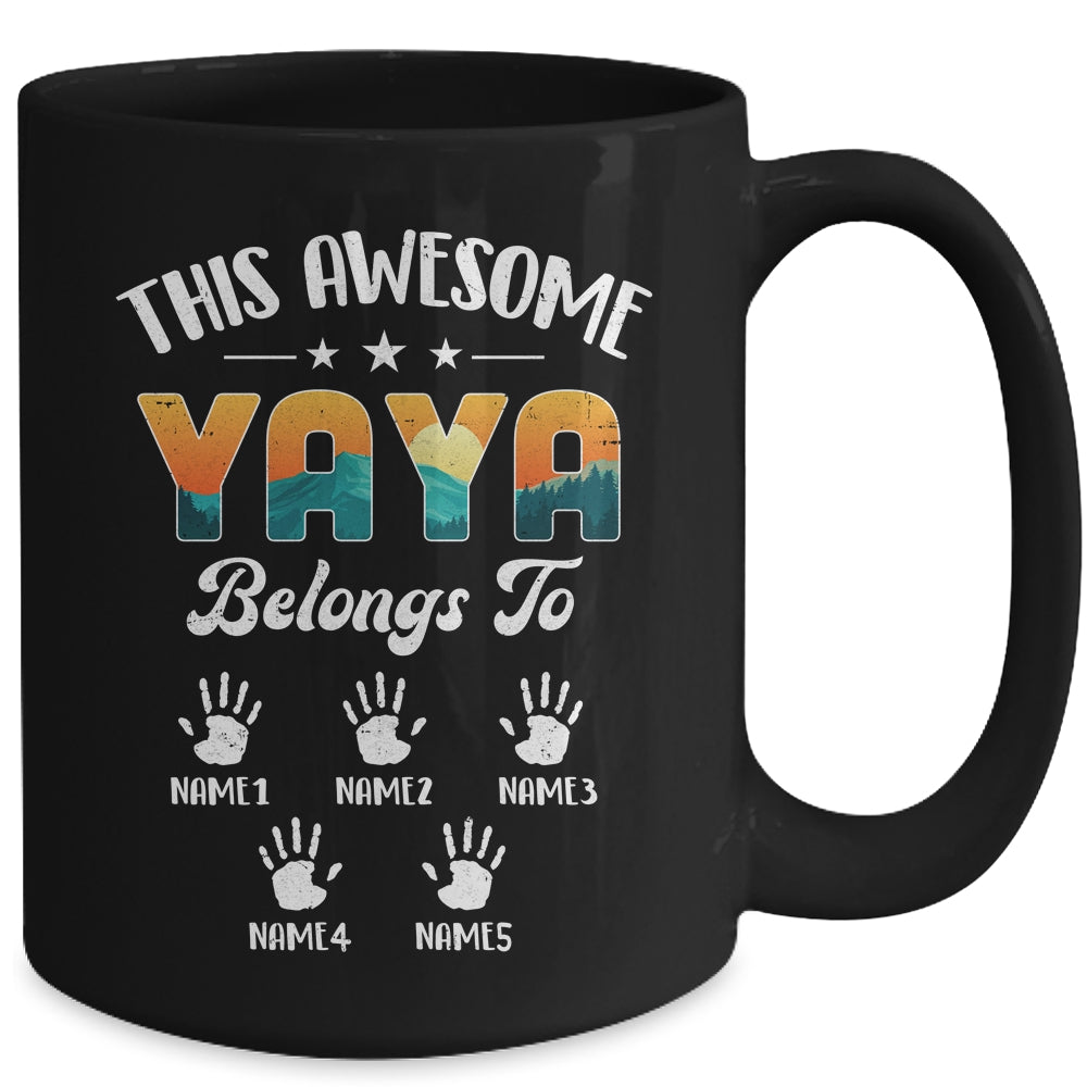 Personalized This Awesome Yaya Belongs To Custom Kids Name Vintage Mothers Day Birthday Christmas Mug | siriusteestore