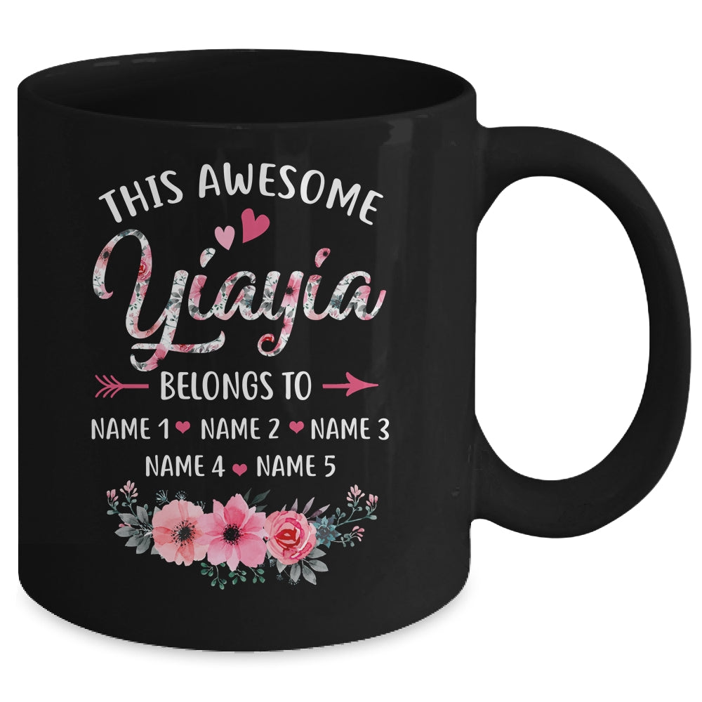 Personalized This Awesome Yiayia Belongs To Custom Kids Name Floral Yiayia Mothers Day Birthday Christmas Mug | siriusteestore