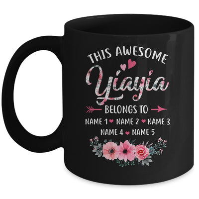 Personalized This Awesome Yiayia Belongs To Custom Kids Name Floral Yiayia Mothers Day Birthday Christmas Mug | siriusteestore