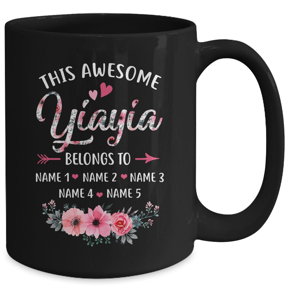 Personalized This Awesome Yiayia Belongs To Custom Kids Name Floral Yiayia Mothers Day Birthday Christmas Mug | siriusteestore