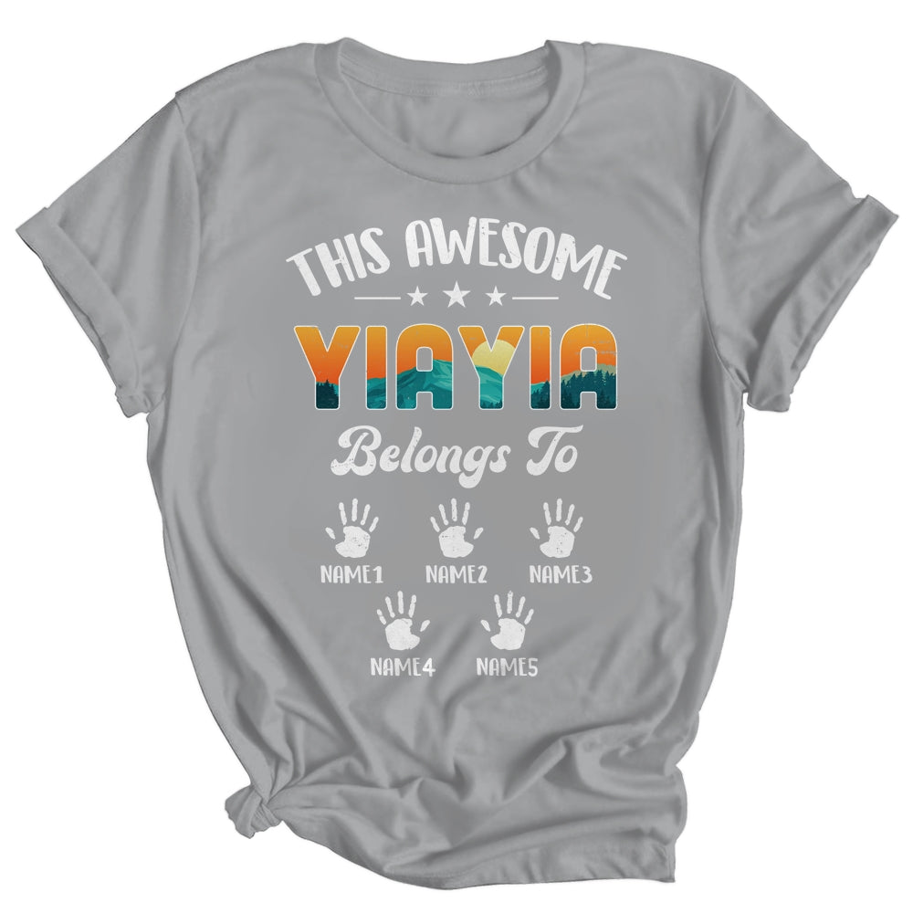 Personalized This Awesome Yiayia Belongs To Custom Kids Name Vintage Mothers Day Birthday Christmas Shirt & Tank Top | siriusteestore