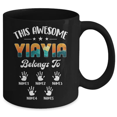 Personalized This Awesome Yiayia Belongs To Custom Kids Name Vintage Mothers Day Birthday Christmas Mug | siriusteestore