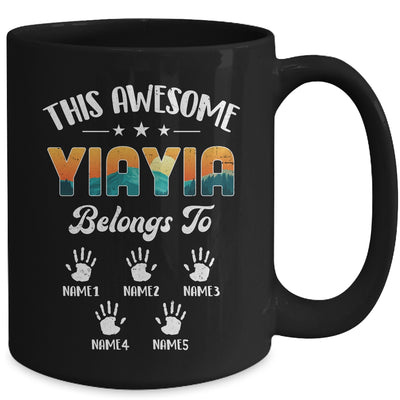 Personalized This Awesome Yiayia Belongs To Custom Kids Name Vintage Mothers Day Birthday Christmas Mug | siriusteestore