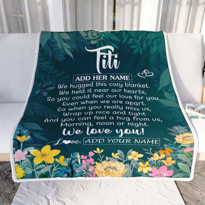 Personalized Titi Blanket From Niece Nephew Floral Green We Love You Titi Birthday Gifts Mothers Day Thanksgiving Christmas Customized Fleece Blanket | siriusteestore