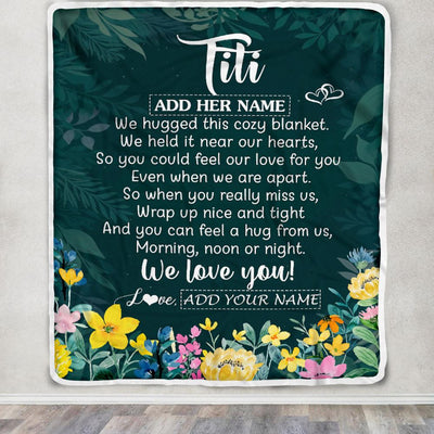Personalized Titi Blanket From Niece Nephew Floral Green We Love You Titi Birthday Gifts Mothers Day Thanksgiving Christmas Customized Fleece Blanket | siriusteestore