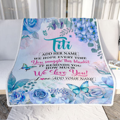 Personalized Titi Blanket From Niece Nephew Floral Print We Love You Titi Birthday Gifts Mothers Day Thanksgiving Christmas Customized Fleece Blanket | siriusteestore