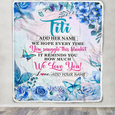 Personalized Titi Blanket From Niece Nephew Floral Print We Love You Titi Birthday Gifts Mothers Day Thanksgiving Christmas Customized Fleece Blanket | siriusteestore