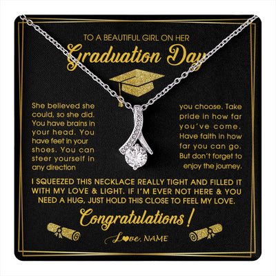 Alluring Beauty Necklace 14K White Gold Finish | 1 | Personalized To A Beautiful Women On Her Graduation Day Necklace For Daughter Granddaughter Sister Bonus Daughter Jewelry Customized Gift Box Message Card | siriusteestore