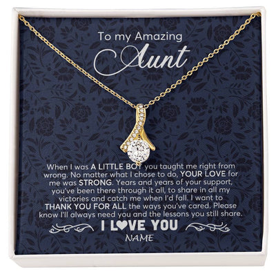 Alluring Beauty Necklace 18K Yellow Gold Finish | 1 | Personalized To My Amazing Aunt Necklace From Nephew When I Was A Little Boy Aunt Birthday Mothers Day Christmas Jewelry Customized Gift Box Message Card | siriusteestore
