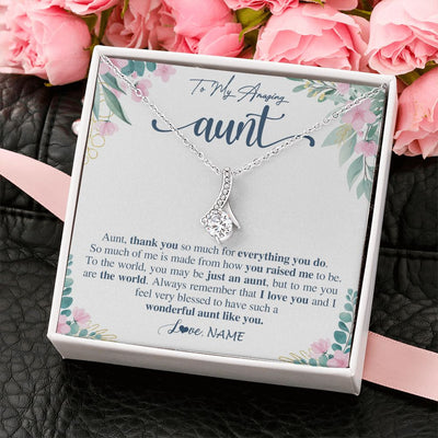 Alluring Beauty Necklace | Personalized To My Amazing Aunt Necklace From Niece Nephew Thank You For Everything You Do Aunt Mothers Day Birthday Christmas Customized Gift Box Message Card | siriusteestore