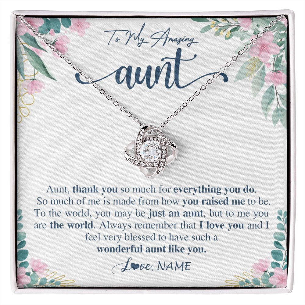 Love Knot Necklace | Personalized To My Amazing Aunt Necklace From Niece Nephew Thank You For Everything You Do Aunt Mothers Day Birthday Christmas Customized Gift Box Message Card | siriusteestore