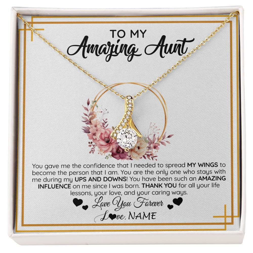 Alluring Beauty Necklace 18K Yellow Gold Finish | 1 | Personalized To My Amazing Aunt Necklace From Niece Nephew You Gave Me The Confidence Aunt Birthday Mothers Day Christmas Customized Gift Box Message Card | siriusteestore