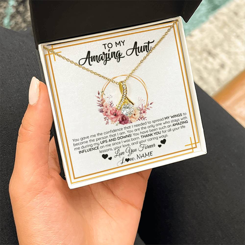 Alluring Beauty Necklace 18K Yellow Gold Finish | 2 | Personalized To My Amazing Aunt Necklace From Niece Nephew You Gave Me The Confidence Aunt Birthday Mothers Day Christmas Customized Gift Box Message Card | siriusteestore