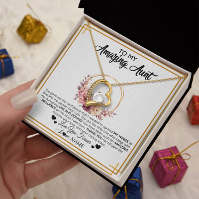 Forever Love Necklace 18K Yellow Gold Finish | 2 | Personalized To My Amazing Aunt Necklace From Niece Nephew You Gave Me The Confidence Aunt Birthday Mothers Day Christmas Customized Gift Box Message Card | siriusteestore