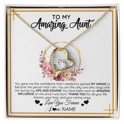 Forever Love Necklace 18K Yellow Gold Finish | 1 | Personalized To My Amazing Aunt Necklace From Niece Nephew You Gave Me The Confidence Aunt Birthday Mothers Day Christmas Customized Gift Box Message Card | siriusteestore