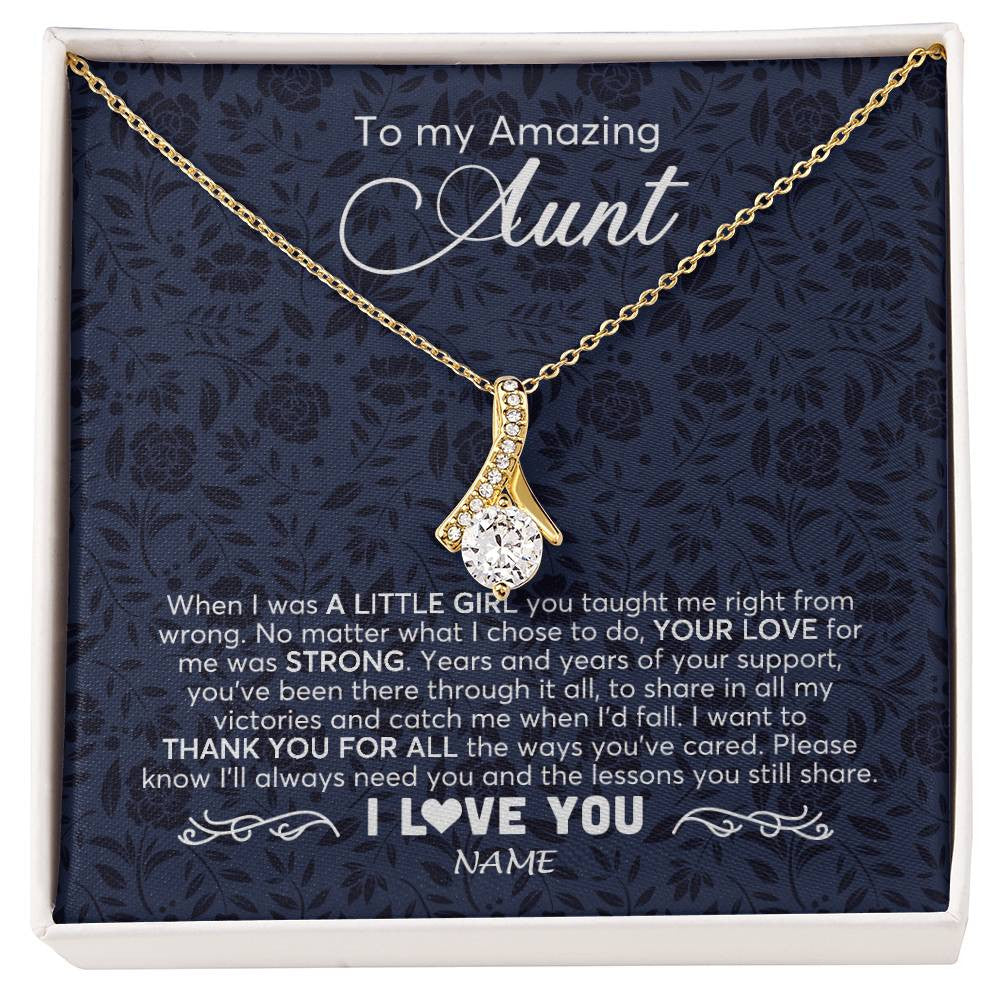 Alluring Beauty Necklace 18K Yellow Gold Finish | 1 | Personalized To My Amazing Aunt Necklace From Niece When I Was A Little Girl Aunt Birthday Mothers Day Christmas Jewelry Customized Gift Box Message Card | siriusteestore