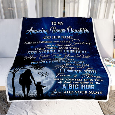 Personalized To My Amazing Bonus Daughter Blanket From Stepmother My Sunshine Stepdaughter Birthday Gifts Christmas Customized Fleece Throw Blanket | siriusteestore