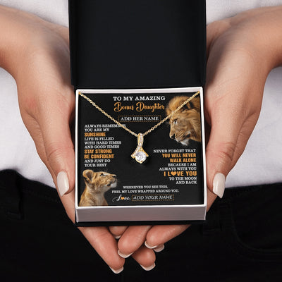 Alluring Beauty Necklace 18K Yellow Gold Finish | 2 | Personalized To My Amazing Bonus Daughter Necklace From Bonus Dad Stepdad Lion It A Big Hug Stepdaughter Birthday Gifts Christmas Custom Gift Box Message Card | https://siriusteestore.