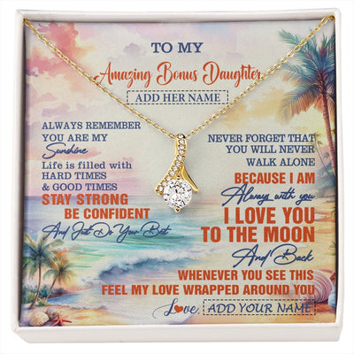 Alluring Beauty Necklace 18K Yellow Gold Finish | 1 | Personalized To My Amazing Bonus Daughter Necklace From Stepmom Stepdad Beach It A Big Hug Stepdaughter Birthday Gifts Christmas Custom Gift Box Message Card Shirt & Hoodie | https://siriusteestore.