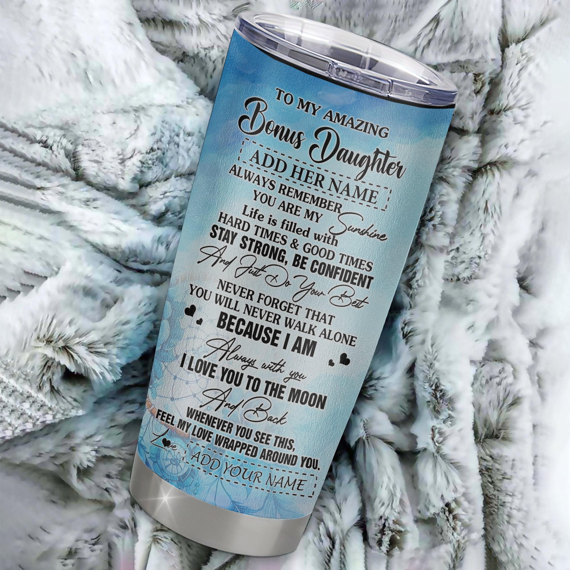 Personalized To My Amazing Bonus Daughter Tumbler From Stepmom Stepdad Dream Catcher It A Big Hug Stepdaughter Birthday Gifts Christmas Stainless Steel Insulated Mug | siriusteestore