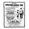 Personalized To My Amazing Bonus Son Blanket From Bonus Dad Stepdad Man It A Big Hug Stepson Birthday Gifts Graduation Christmas Customized Fleece Blanket | siriusteestore