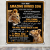Personalized To My Amazing Bonus Son Blanket From Bonus Mom Stepmom Lion It A Big Hug Stepson Birthday Gifts Graduation Christmas Custom Fleece Throw Blanket | siriusteestore