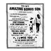 Personalized To My Amazing Bonus Son Blanket From Bonus Mom Stepmom Woman It A Big Hug Stepson Birthday Gifts Graduation Christmas Custom Fleece Blanket | siriusteestore