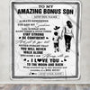Personalized To My Amazing Bonus Son Blanket From Bonus Mom Stepmom Woman It A Big Hug Stepson Birthday Gifts Graduation Christmas Custom Fleece Blanket | siriusteestore
