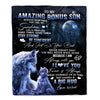 Personalized To My Amazing Bonus Son Wolf Blanket From Stepmom Stepdad Moon Wolf Stepson Birthday Graduation Christmas Customized Bed Fleece Throw Blanket | siriusteestore