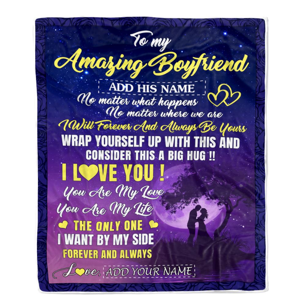 Personalized To My Amazing Boyfriend Blanket Big Hug For Boyfriend Birthday Gifts Anniversary Romantic Valentines Day Gifts For Him Christmas Fleece Blanket | siriusteestore