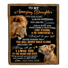 Personalized To My Amazing Daughter Blanket From Dad Father Lion It A Big Hug Daughter Birthday Gifts Graduation Christmas Customized Fleece Throw Blanket | siriusteestore