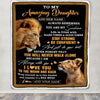 Personalized To My Amazing Daughter Blanket From Dad Father Lion It A Big Hug Daughter Birthday Gifts Graduation Christmas Customized Fleece Throw Blanket | siriusteestore