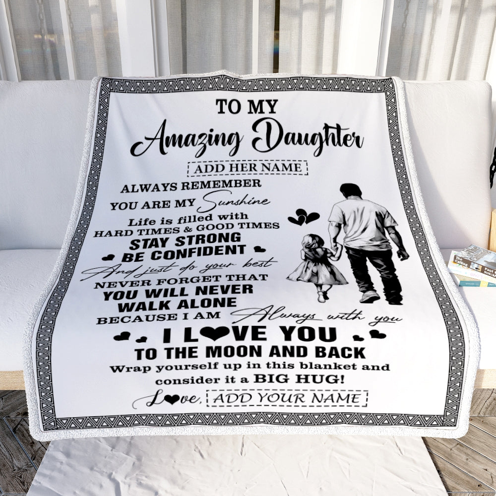 Personalized To My Amazing Daughter Blanket From Dad Father Man It A Big Hug Daughter Birthday Gifts Graduation Christmas Customized Fleece Throw Blanket | siriusteestore