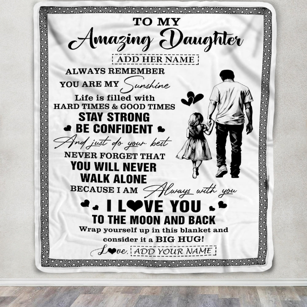 Personalized To My Amazing Daughter Blanket From Dad Father Man It A Big Hug Daughter Birthday Gifts Graduation Christmas Customized Fleece Throw Blanket | siriusteestore