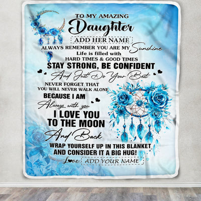 Personalized To My Amazing Daughter Blanket From Dad Mom Mother Dream Catcher It A Big Hug Daughter Birthday Gifts Christmas Customized Fleece Throw Blanket | siriusteestore