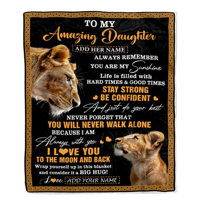 Personalized To My Amazing Daughter Blanket From Mom Mother Lion It A Big Hug Daughter Birthday Gifts Graduation Christmas Customized Fleece Throw Blanket | siriusteestore