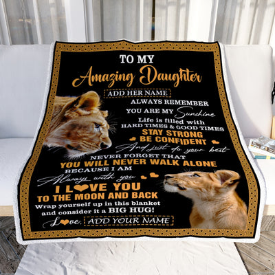 Personalized To My Amazing Daughter Blanket From Mom Mother Lion It A Big Hug Daughter Birthday Gifts Graduation Christmas Customized Fleece Throw Blanket | siriusteestore