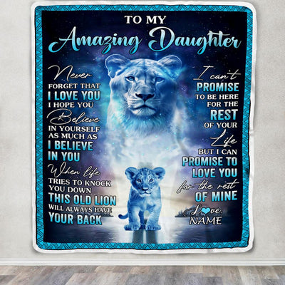 Personalized To My Amazing Daughter Blanket From Mom Mother Lion Never Forget I Love You Daughter Birthday Gift Graduation Christmas Customized Fleece Blanket | siriusteestore