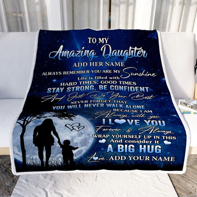 Personalized To My Amazing Daughter Blanket From Mom Mother My Sunshine Daughter Birthday Gifts Graduation Christmas Customized Fleece Throw Blanket | siriusteestore