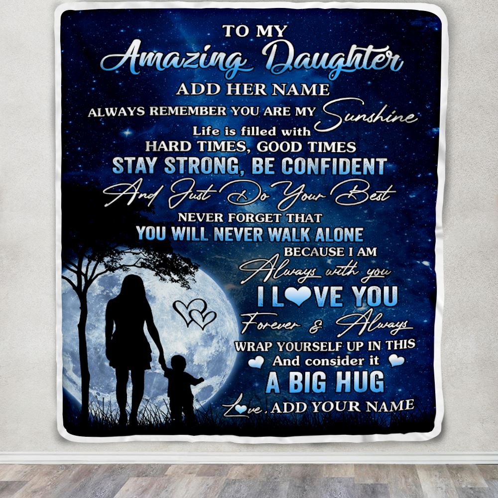 Personalized To My Amazing Daughter Blanket From Mom Mother My Sunshine Daughter Birthday Gifts Graduation Christmas Customized Fleece Throw Blanket | siriusteestore