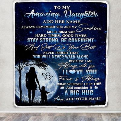 Personalized To My Amazing Daughter Blanket From Mom Mother My Sunshine Daughter Birthday Gifts Graduation Christmas Customized Fleece Throw Blanket | siriusteestore
